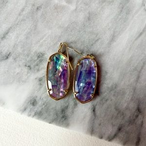 Kendra Scott Signature earrings abalone mixed color gem in gold